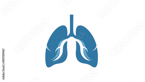 Blue Human Lungs Medical Vector Icon on White Background