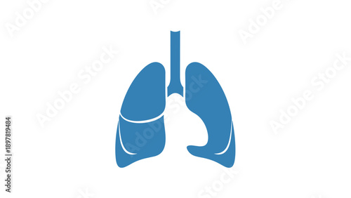 Human Lungs Anatomy Blue Icon Isolated