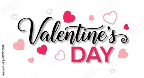 Valentine's day greeting with hearts on white background for love and romance
