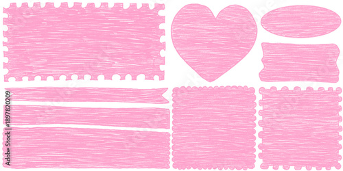 Pink aesthetic stamp border for design element.