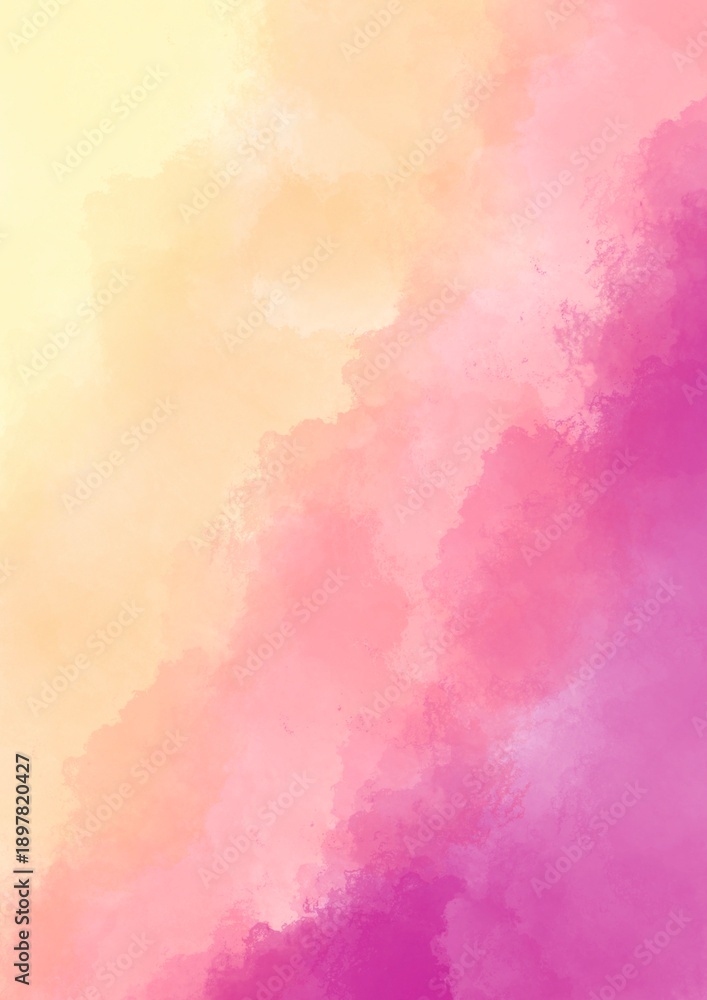 Obraz premium Hand painted magenta, purple, orange and pink background with watercolor, Modern and paper texture design with sky cloud paint brush. 