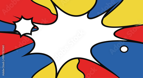 Colorful cartoon speech bubbles around a blank space