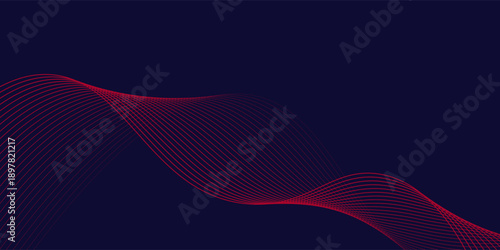 Abstract red wave line pattern on dark blue background. Futuristic technology concept.