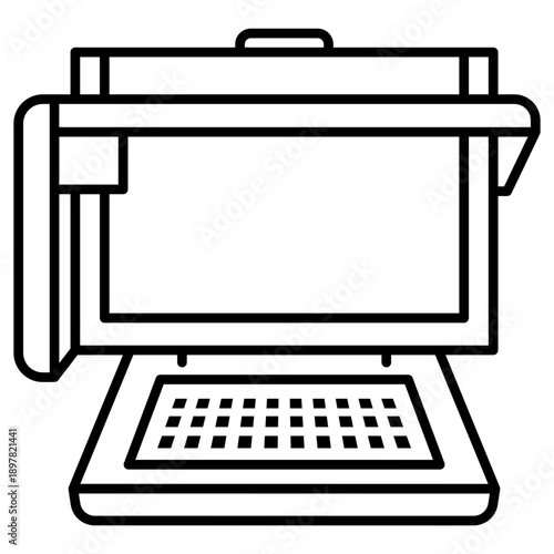 Open Laptop Computer Front View Line Art Icon