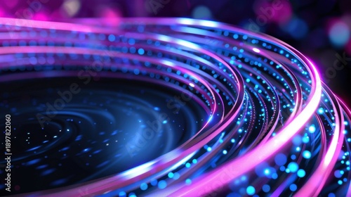 Vibrant Swirling Lights and Particles Creating an Abstract Cosmic Background for Digital Artwork and Design