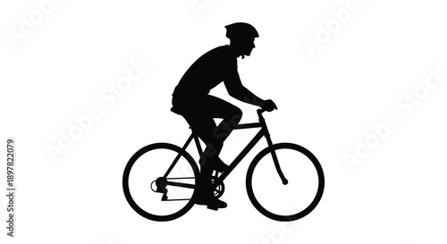 A stark silhouette depicts a cyclist in motion focused on forward momentum and athletic pursuit high quality professional