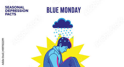 Man suffering from seasonal depression on blue monday