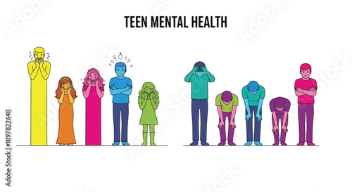 Teenagers experiencing mental health issues and emotions