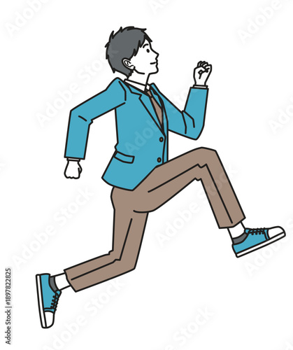 ジャンプする男子高校生