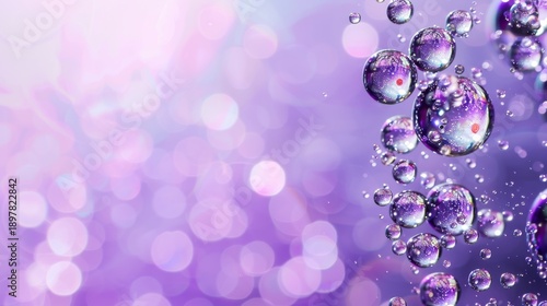 Colorful Water Droplets on Purple Background with Bokeh Effects for Stunning Visuals and Creative Projects