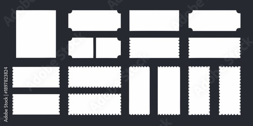 Abstract arrangement of white rectangular shapes on a black background