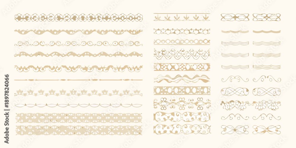 Fototapeta premium Collection of ornate golden decorative borders and flourishes