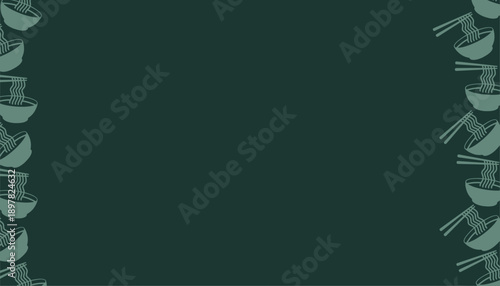 Ramen Bowl Frame Background Asian Noodle Icon Flat Design