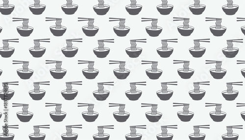 Noodle Bowl Seamless Pattern Minimal Line Icon Background