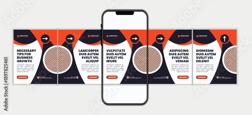 Modern Business Growth Plan Social Media Carousel Post Design Template