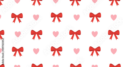 Red bows and pink hearts pattern.