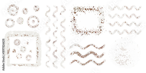 Abstract shapes and lines resembling ancient rock art on black