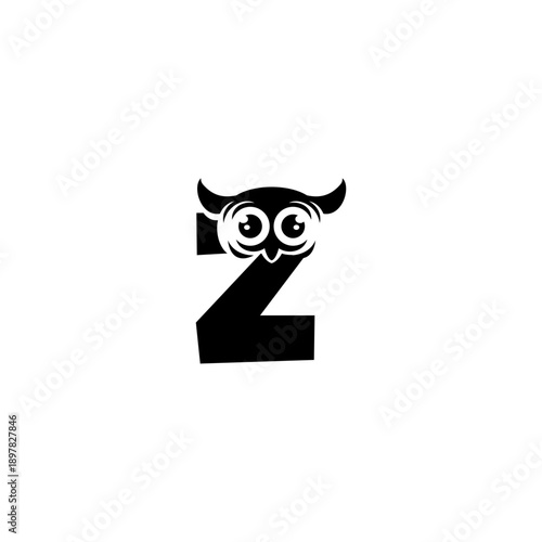 Abstract owl face with letter...