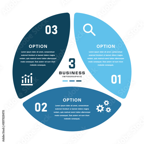 Circular Business Infographic with 3 Options for Presentation