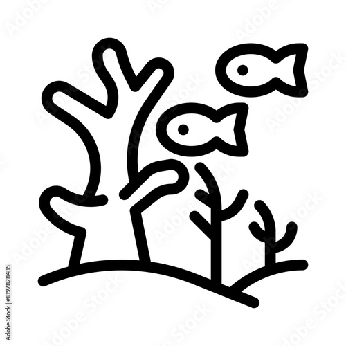 coral reef line icon