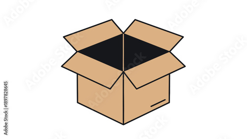 Empty open cardboard box for shipping and storage needs perfect for ecommerce, delivery, packaging, or moving company advertisements and logistic solutions