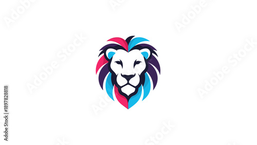 Modern Colorful Stylized Lion Head Logo Design