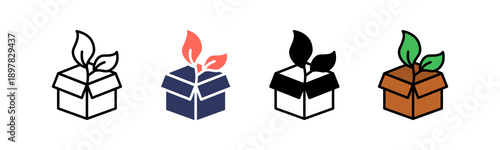 Eco Packaging Icon Multiple Style