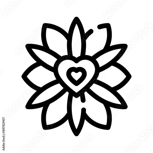 heart mandala line icon