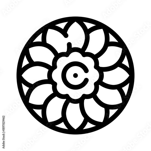 lotus mandala line icon