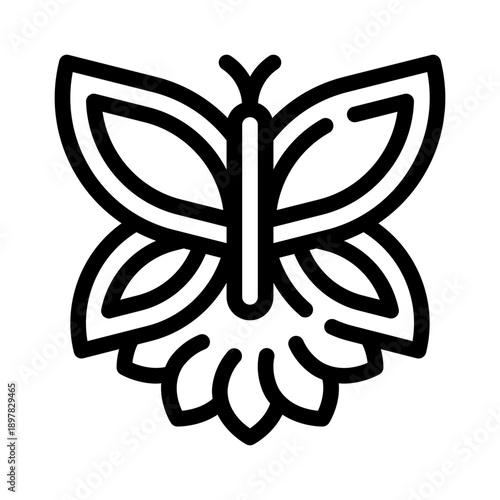 mandala butterfly line icon
