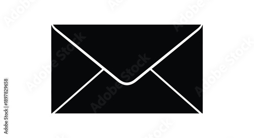 A minimalist depiction of an envelope rendered in black and white showcasing a simple geometric form high quality