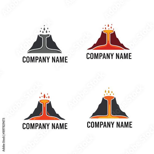 Volcano Eruption Logo Design Collection.