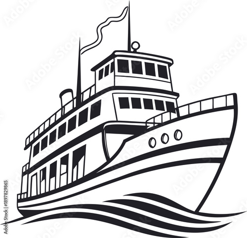 vector illustration of a ship