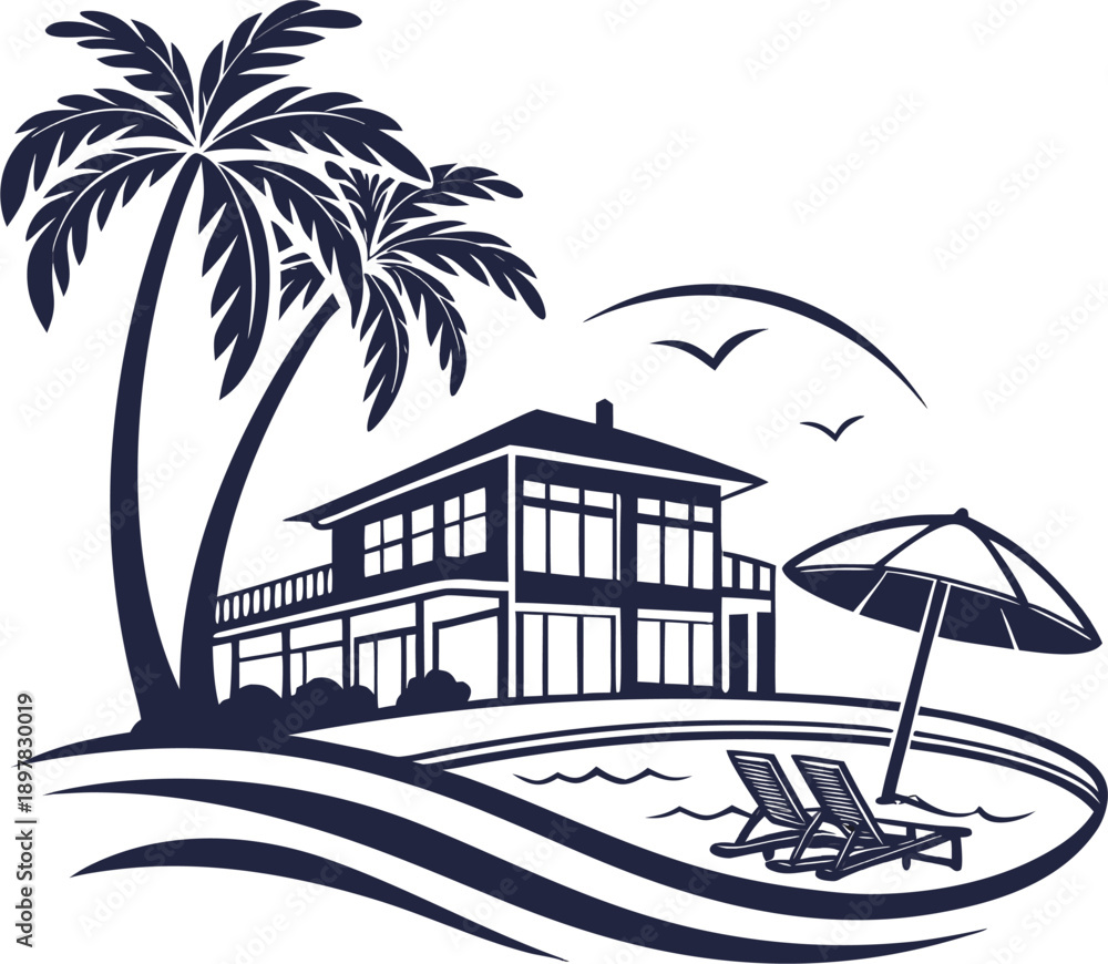 Obraz premium resort icon silhouette vector icon