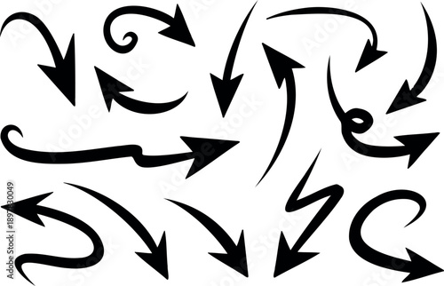 Set of  blue arrow showing air or wind flow. Air conditioner direction. Isolated on white background . EPS 10  