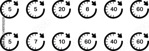 Set of Clock Faces Showing Different Times