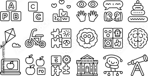 Educational Icons Set Featuring Learning and Development