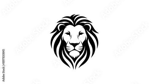 Stylized Black Lion Head Logo Vector Design