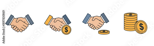 Illustrations of hands engaged in a handshake, signifying business deals, financial agreements, and successful partnerships, ideal for presentations and financial industry advertising
