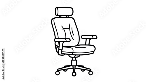 Modern ergonomic office chair line drawing perfect for business presentations, corporate branding, furniture catalogs, and professional interior design concepts