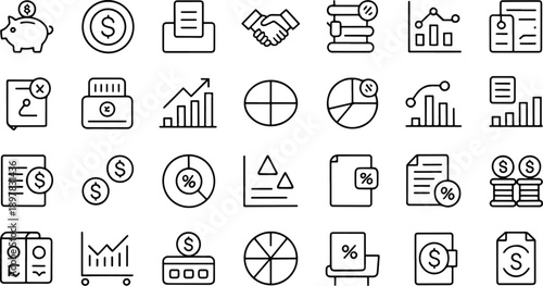 Set of Financial Icons for Business and Finance