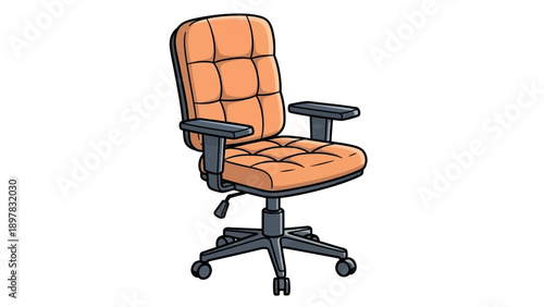 Comfortable orange office chair with rolling wheels and adjustable features perfect for modern workplace environments and home office furniture advertisements