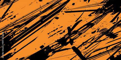 orange black brush Car sticker wrap pattern banner abstract sporty lines black orange color combination grunge brush modern pattern.