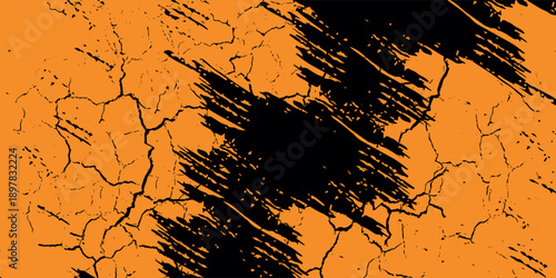 orange black brush Car sticker wrap pattern banner abstract sporty lines black orange color combination grunge brush modern pattern racing motorsport vector design.