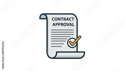 Official business contract approval document featuring a confirm checkmark, ideal for illustrating legal agreements, successful transactions, or signed paperwork within financial technology