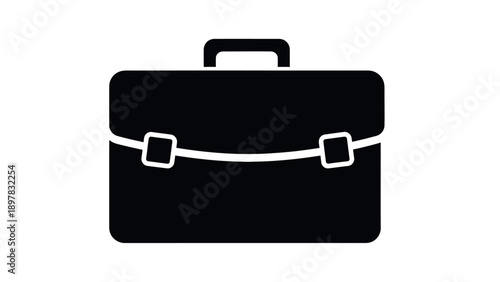 Professional black briefcase icon representing work and corporate activities, suitable for business presentations, financial reports, or careerrelated digital assets and print media