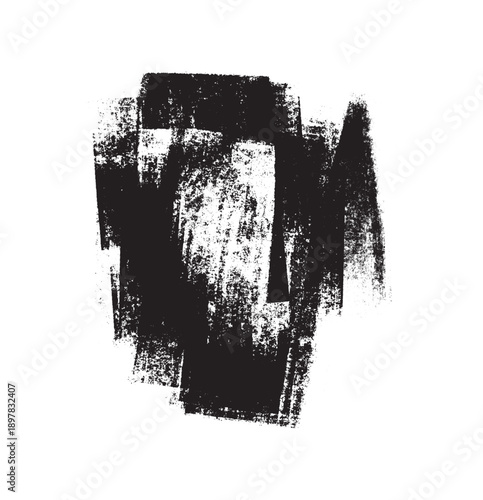 Grunge rolled ink stamp textures handmade with brayer. Letterpress vintage rough irregular rectangle vertical backgrounds Linocut relief printing shapes illustration transparent backdrop