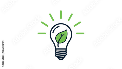 Green energy light bulb symbol representing sustainable innovation and ecological thinking, perfect for environmental protection campaigns and eco friendly business branding