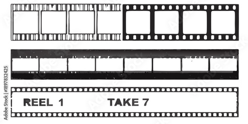 Film reel with take number and vintage cinematic strips displayed