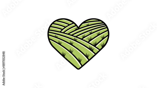 Heart Shaped Green Fields and Rolling Hills Icon